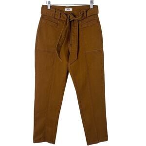 Kenzie Jeans Womens Utility High Waist Straight Leg Pants 4/27 Rust Brown Belted